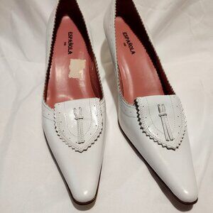 🌎 Española Too || 3" Bonnevie White Leather Heels